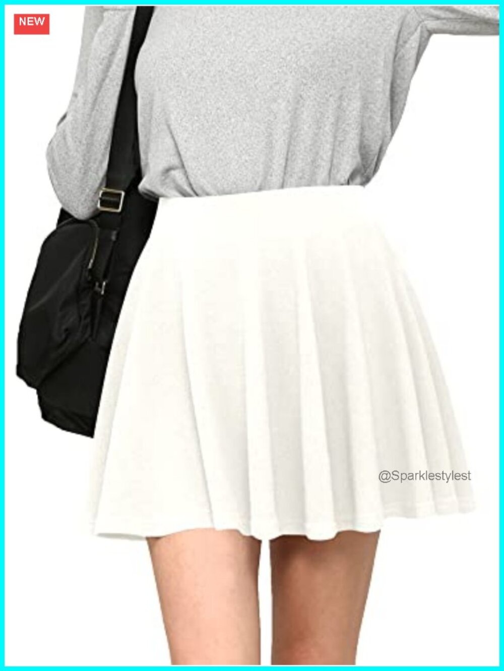 Women's Pleated Mini Skater Skirt with Shorts Stretchy High Waisted